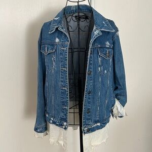 Evil Twin Distressed Blue Denim Jacket with Under Shirt Size S